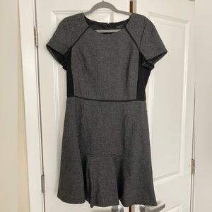J.Crew gray/black pattern wool knee length short sleeve work dress size 12